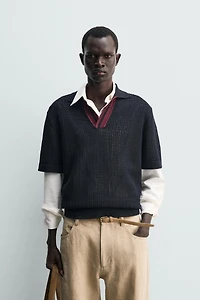 CONTRASTING STRUCTURED KNIT POLO