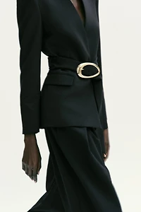 GOLD BUCKLE BELTED BLAZER SET