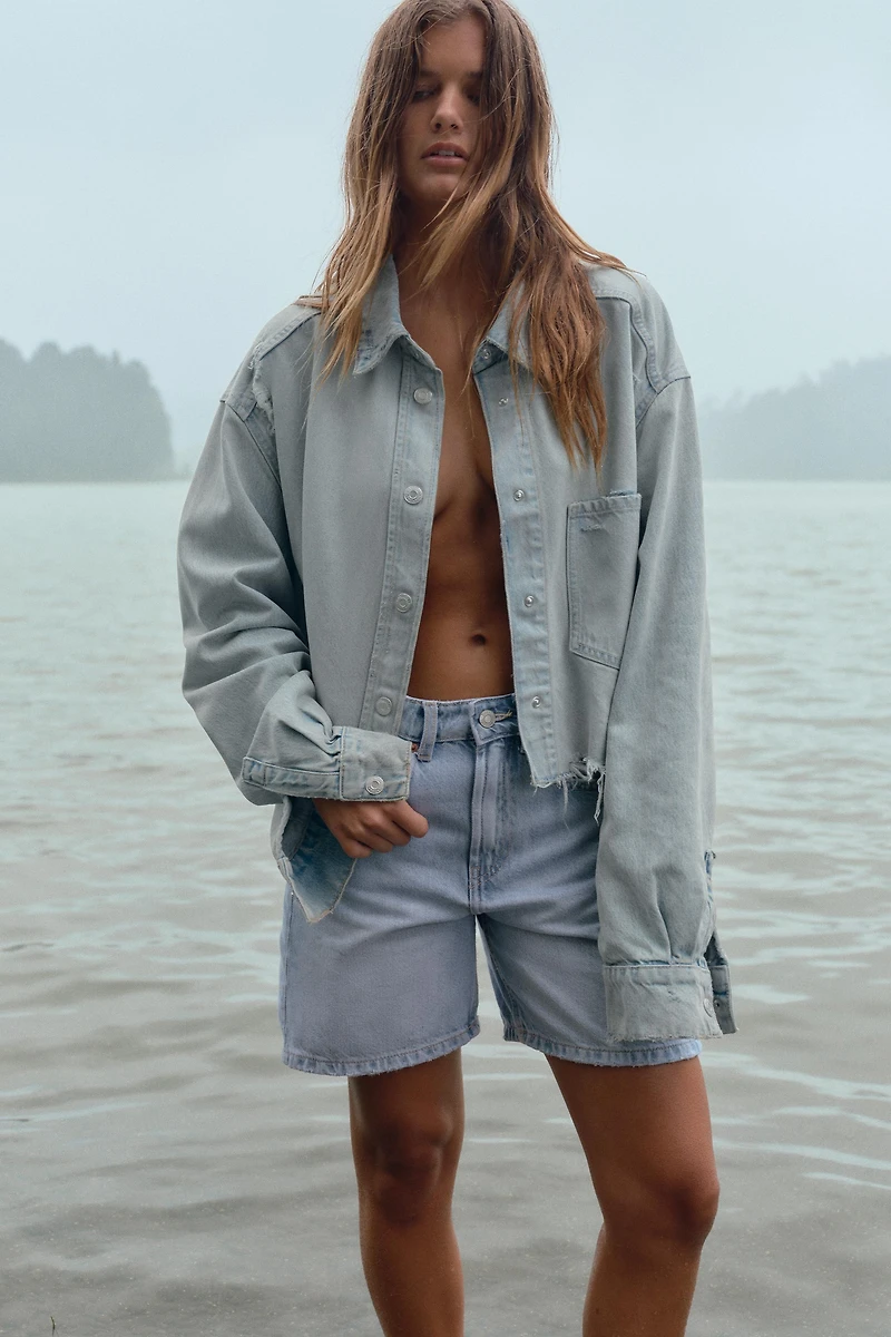 SHORT EN JEAN TRF À TAILLE MI-HAUTE