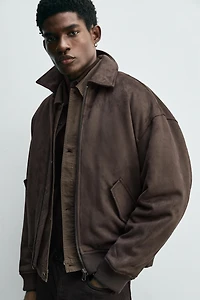 FAUX SUEDE QUILTED JACKET