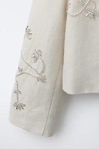BEADED LINEN BLAZER