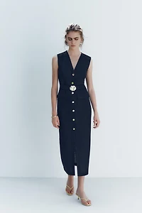 ROBE MIDI CEINTURE AVEC LIN
