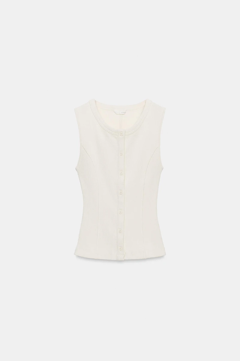 RIBBED BUTTON-UP VEST
