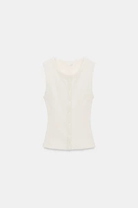 RIBBED BUTTON-UP VEST