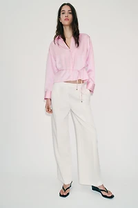 FINE BELT SATIN BLOUSE