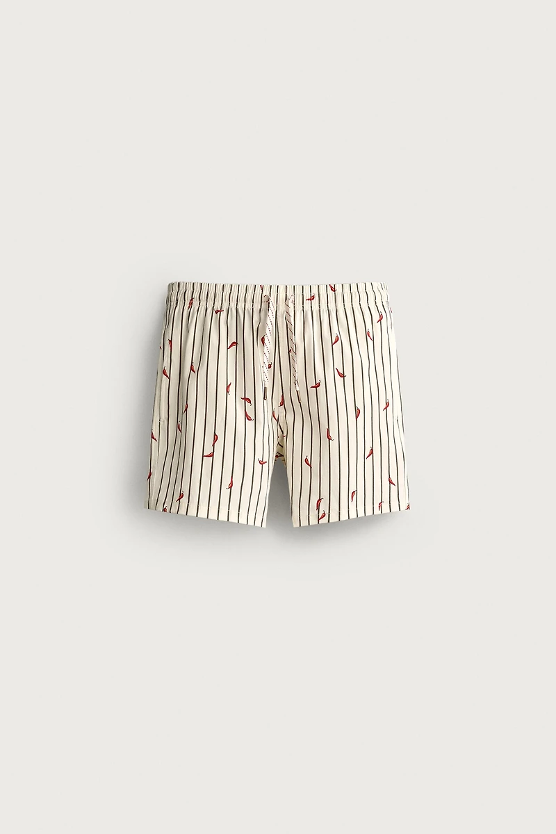 CHILI STRIPE MID-LENGTH SWIMSUIT