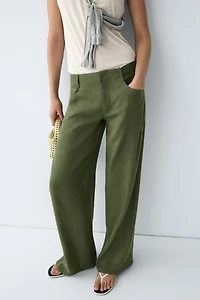 Straight linen blend pants
