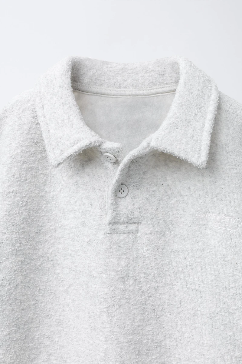 TEXTURED POLO AND WIDE LEG PANTS SET