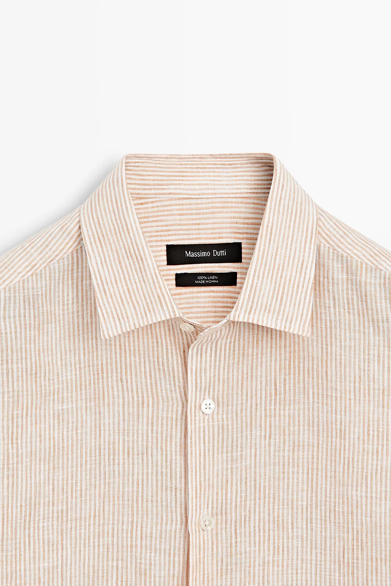Chemise à rayures regular fit 100 % lin