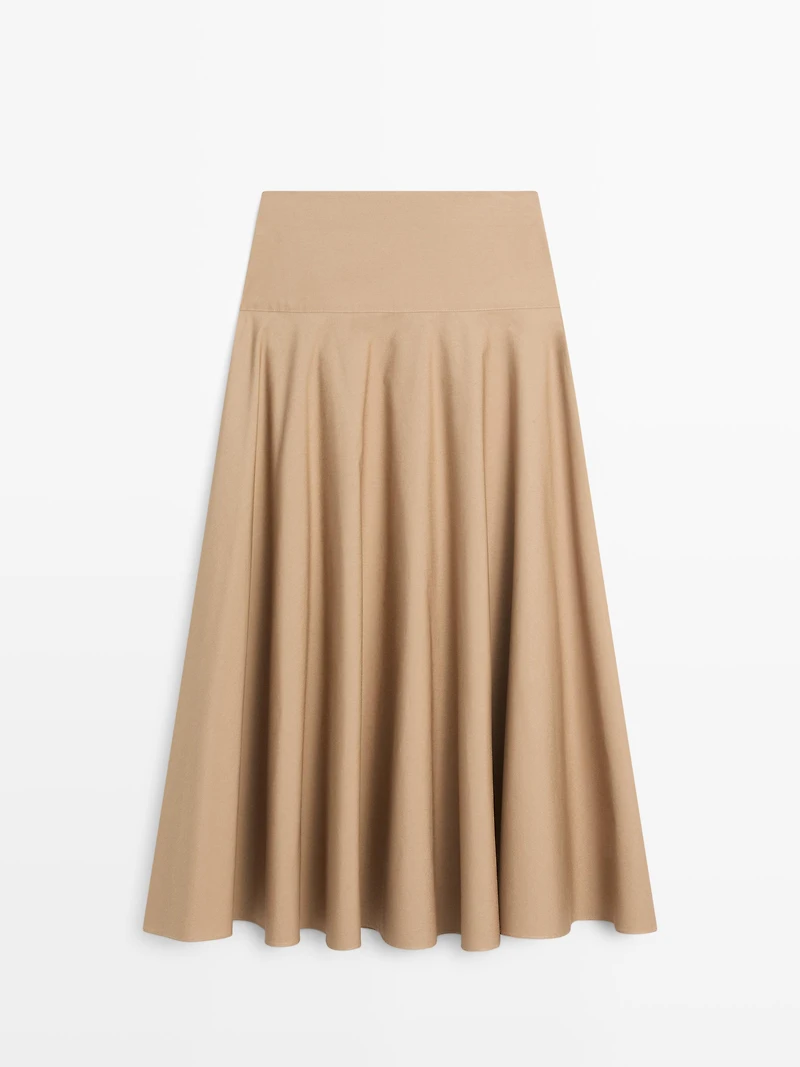 Flounce midi skirt with yoke detail