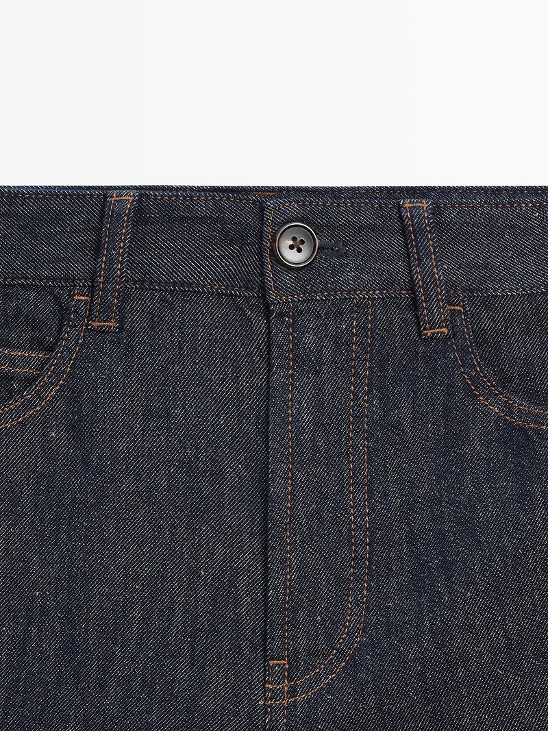 Total look mid-rise denim Bermuda shorts