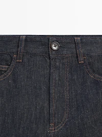 Total look mid-rise denim Bermuda shorts