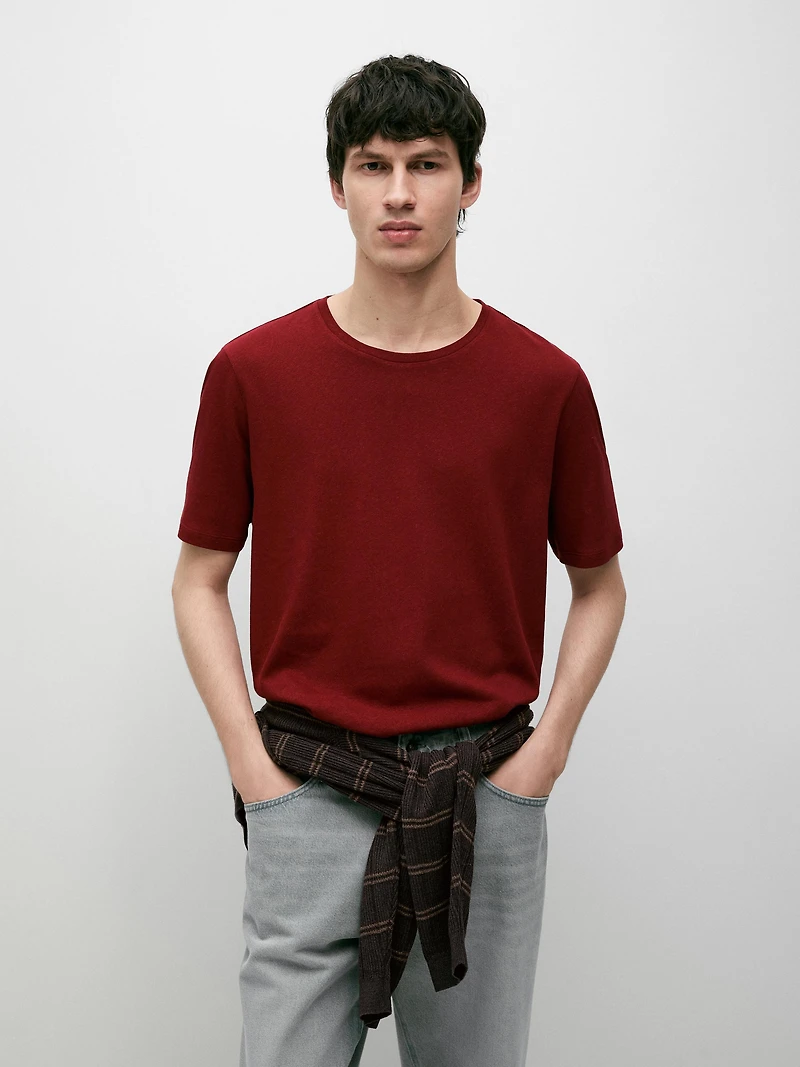 T-shirt manches courtes en lin et coton