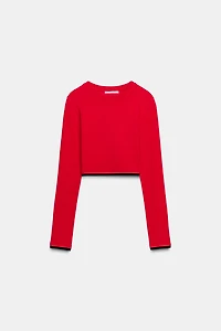 CROPPED DOUBLE EFFECT T-SHIRT