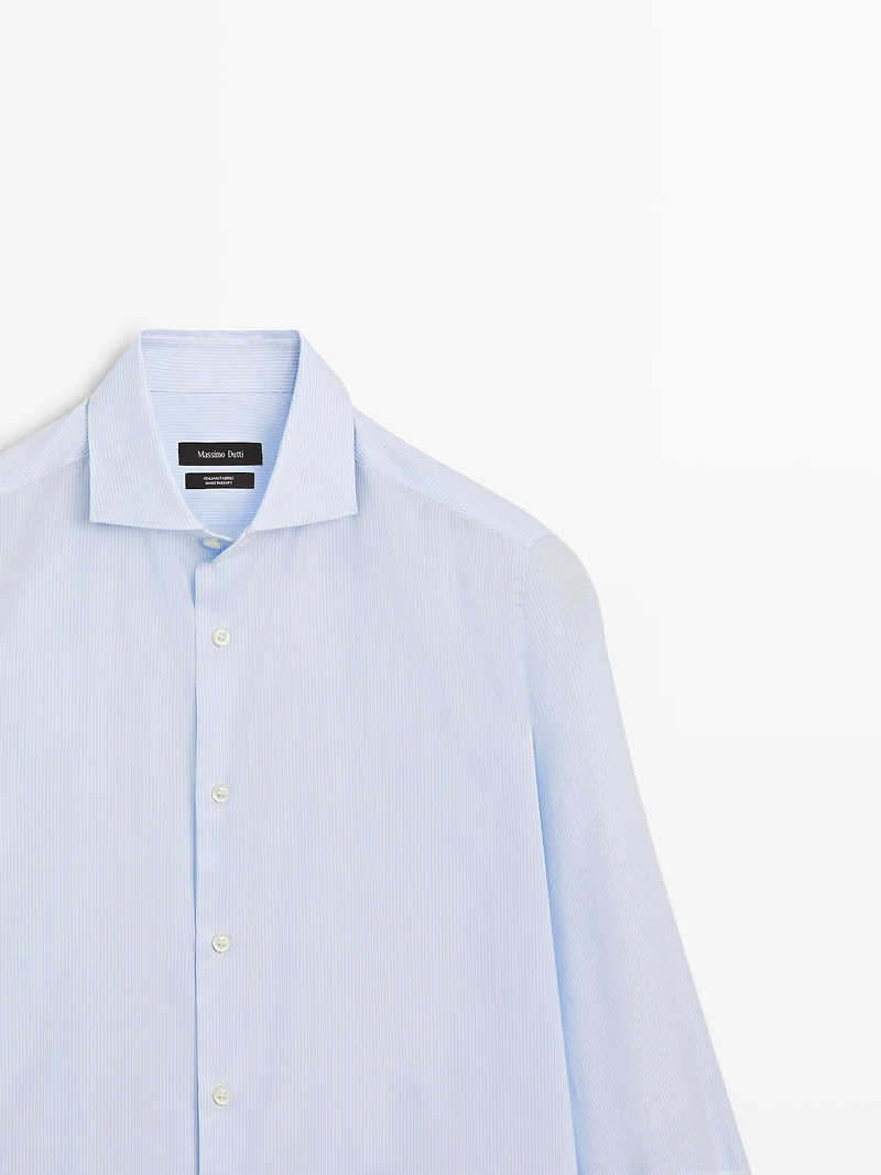 Slim fit striped 100% cotton shirt