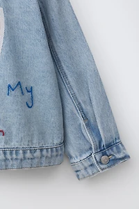 EMBROIDERED HEART DENIM JACKET