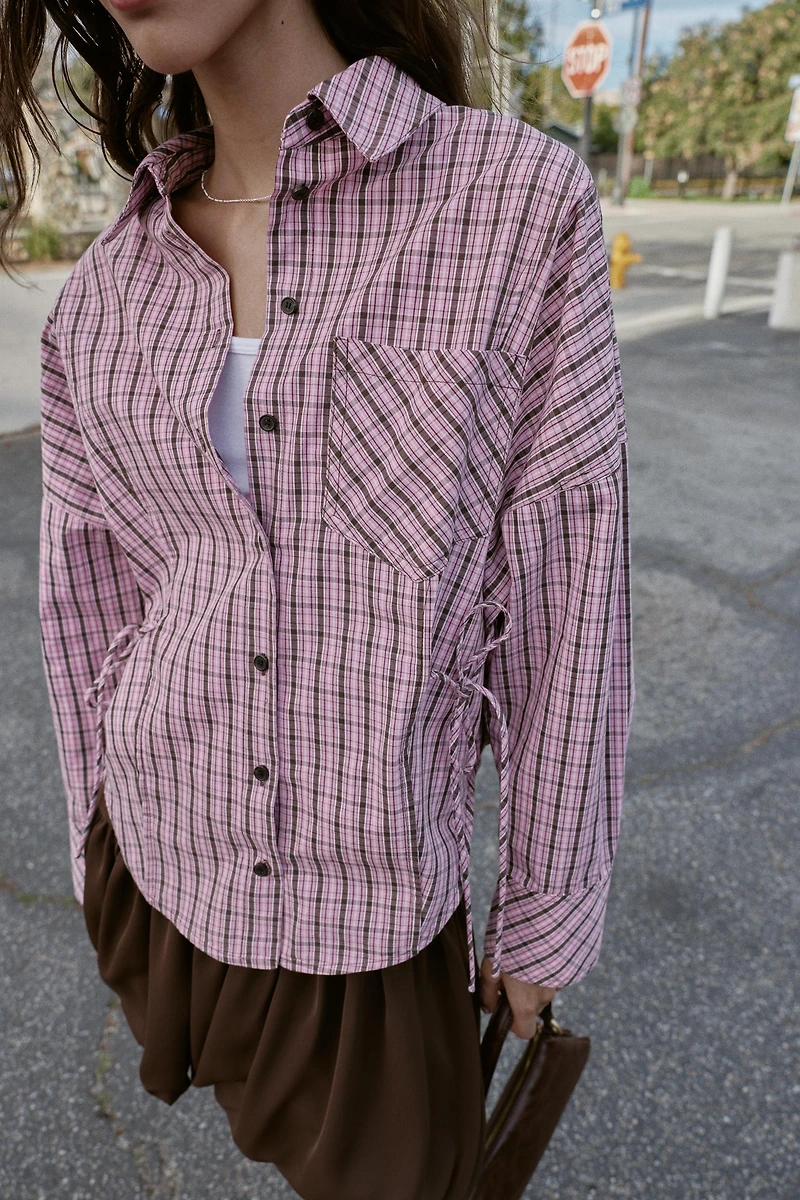MULTI-POSITIONAL PLAID SHIRT