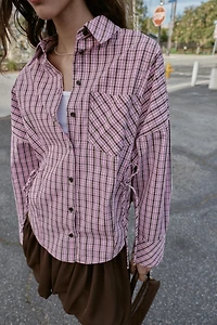 MULTI-POSITIONAL PLAID SHIRT