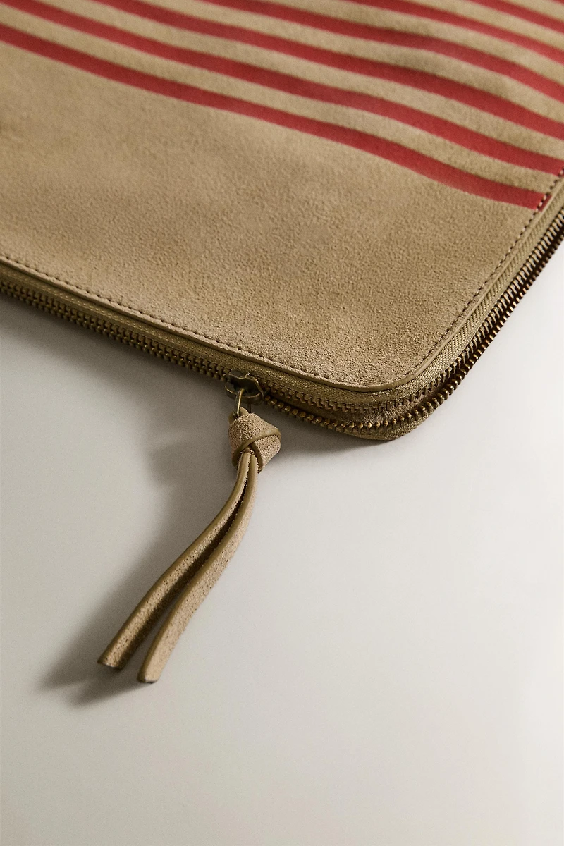 SUEDE DOCUMENT CLUTCH