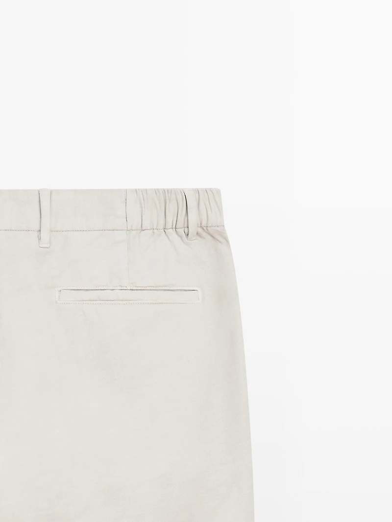 Linen blend tapered fit trousers