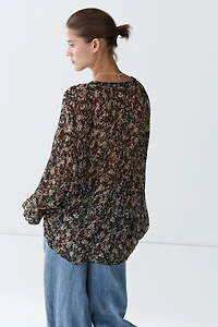 Floral print flowing shirt