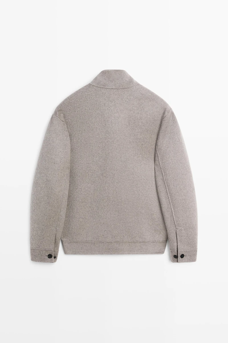 Wool blend high neck double fabric jacket