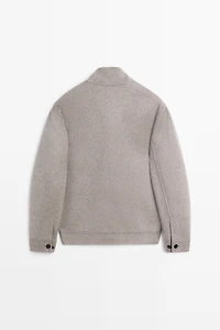 Wool blend high neck double fabric jacket