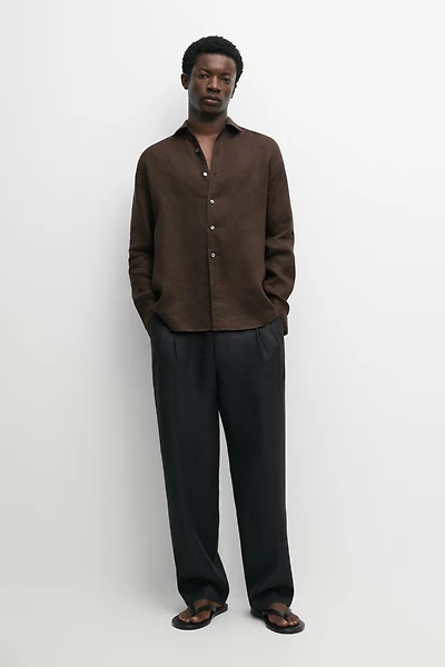 Regular fit 100% linen shirt