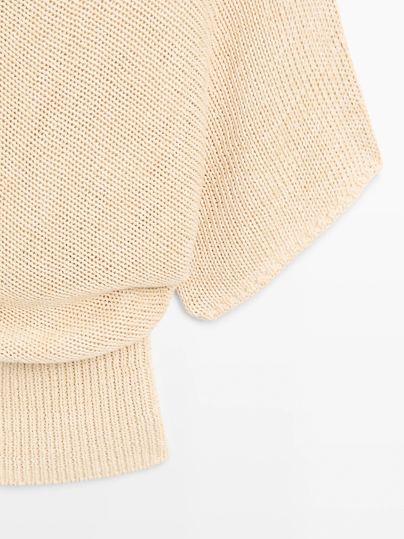 Oversize asymmetric cotton and linen sweater