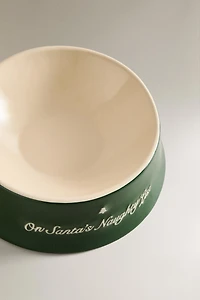 CHRISTMAS STONEWARE PET FOOD BOWL