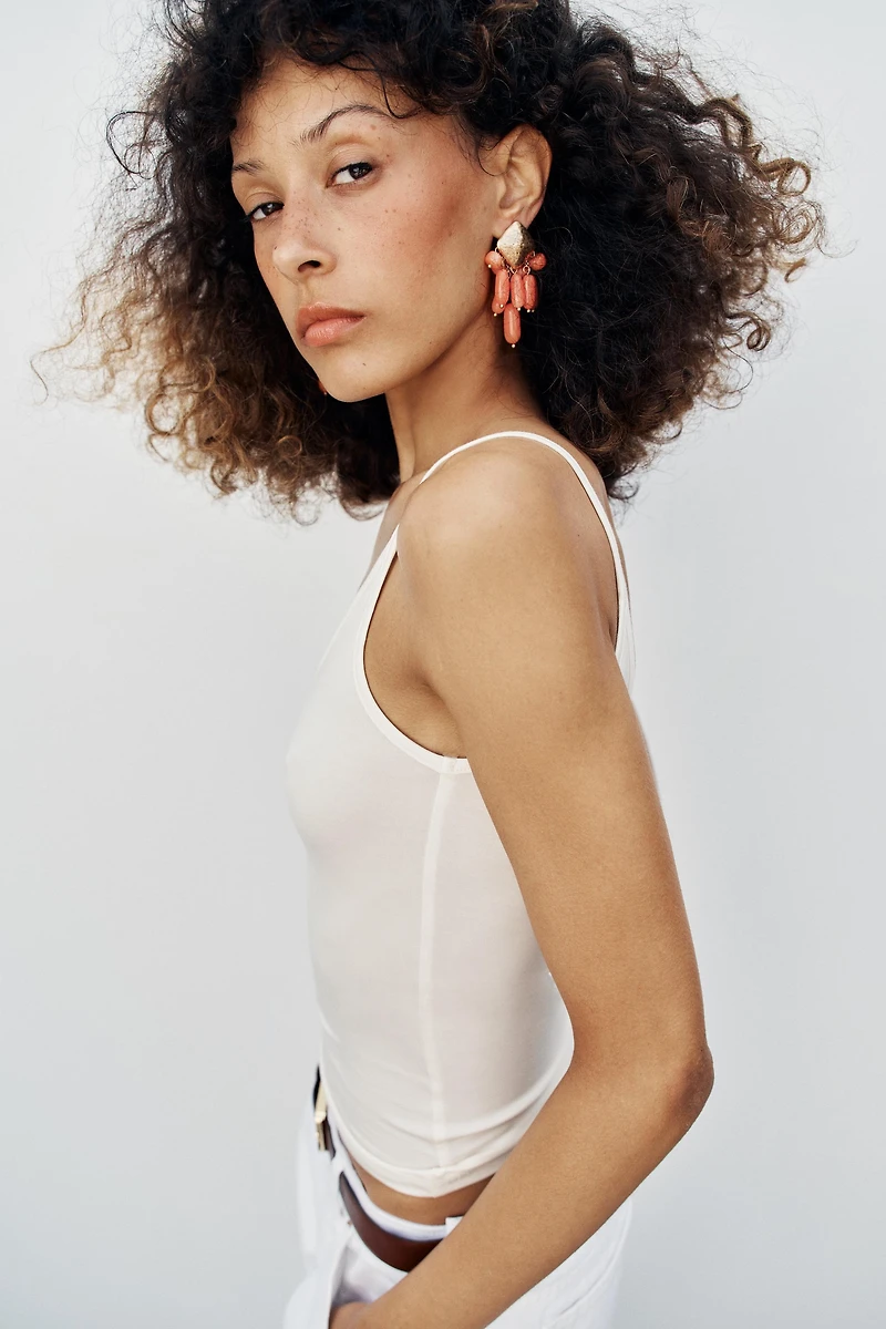 BEADED RHOMBUS EARRINGS