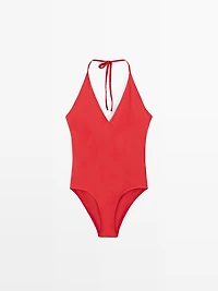 Halter V-neck swimsuit