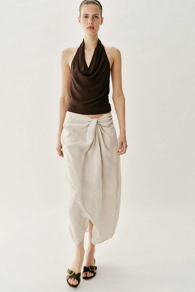 GATHERED PAREO MIDI SKIRT