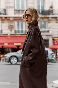 FAUX LEATHER COLLAR COAT