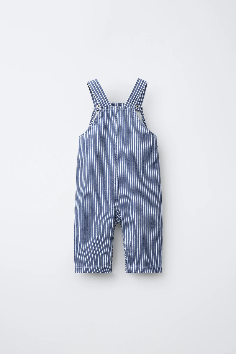 STRIPED TWILL OVERALLS