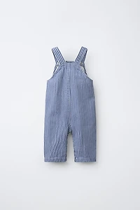 STRIPED TWILL OVERALLS
