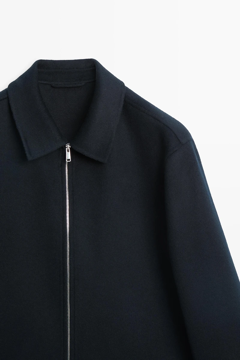Blouson zippé en laine mélangée