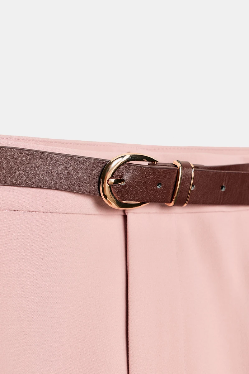 BELTED PLEATED PANTS