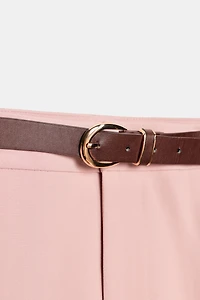 BELTED PLEATED PANTS