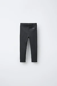 LABEL DETAIL RIBBED LEGGINGS