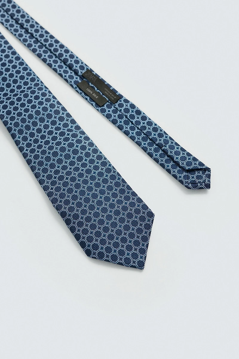 100% SILK GEOMETRIC JACQUARD TIE