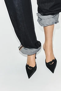SATIN SLINGBACK HEELS