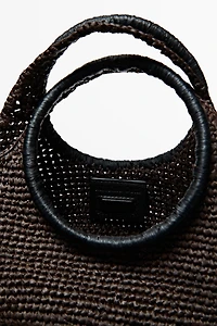 100% Raffia Mini Crescent Bag