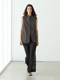 Leather waistcoat with velvety finish