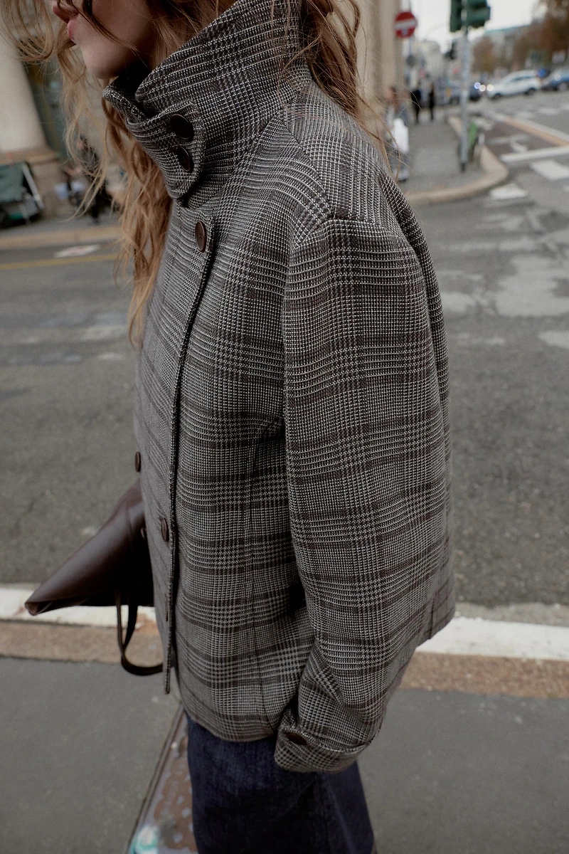 PLAID WRAP JACKET