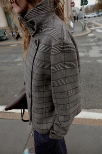 PLAID WRAP JACKET