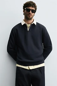 SWEAT POLO COL CONTRASTÉ