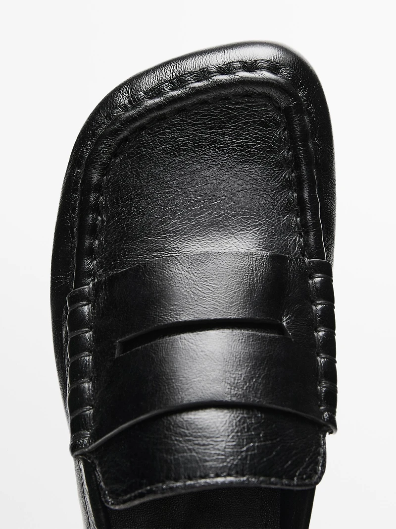 Leather loafers with penny strap
