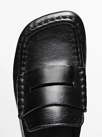 Leather loafers with penny strap