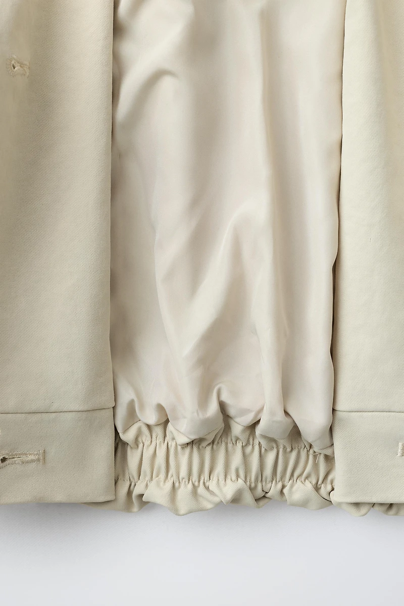 CROPPED ELASTIC HEM TRENCH COAT